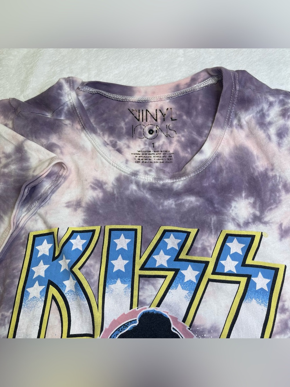 KISS Band T-Shirt Alive In 77 Tie Dye Purple Torrid Vinyl Icons Size 1 (14/16)